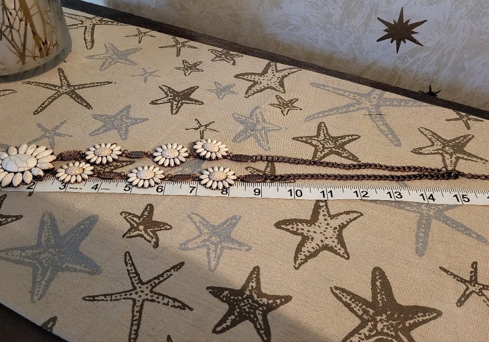 Stunning White And Copper Statement Necklace - image 2